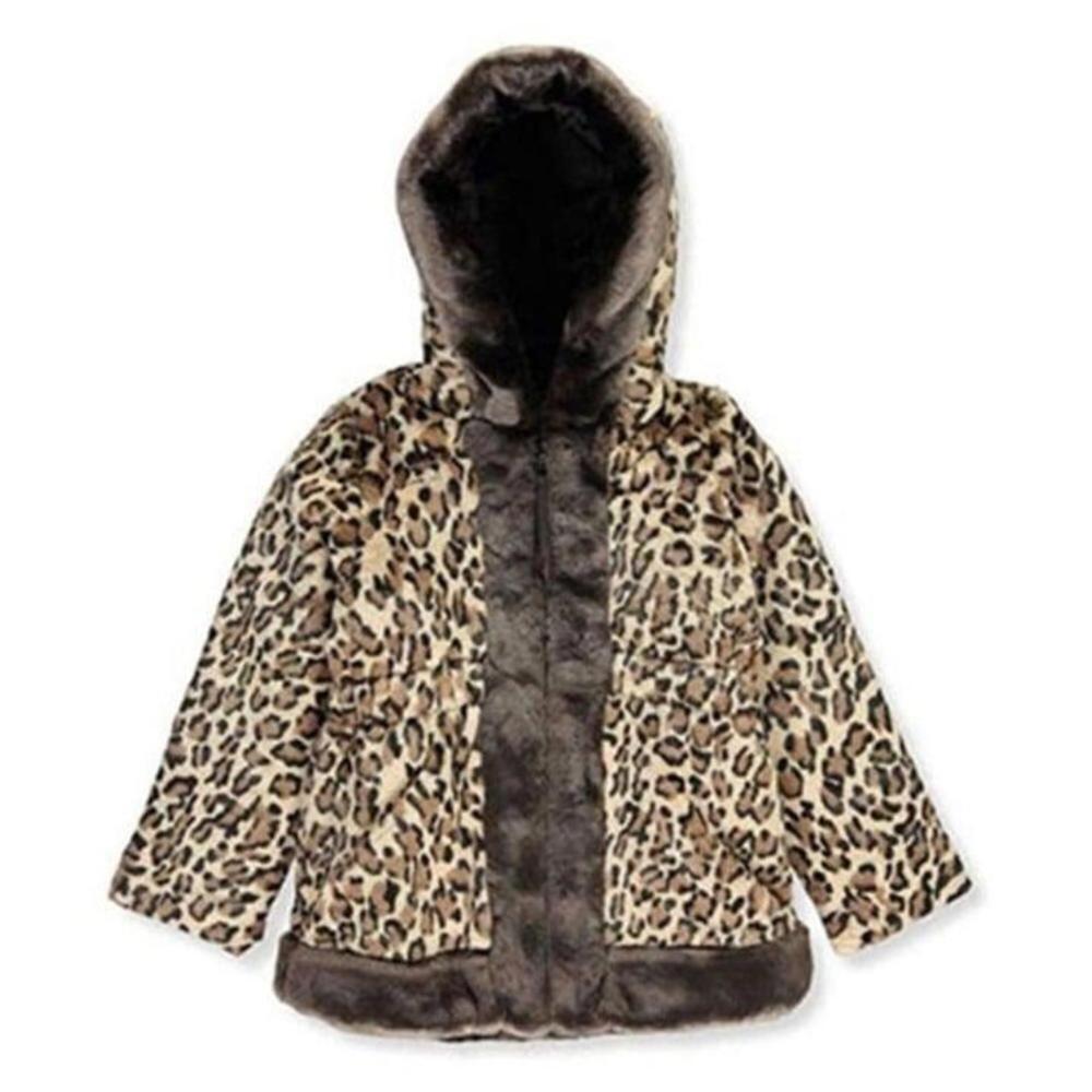 Rothschild 3T Leopard Animal Print Faux Fur Hooded Coat NWT Plush Teddy Fabric